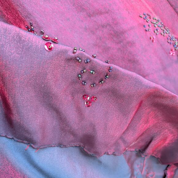 Vintage Prom Dress Maxi Gown 6 Red Y2K Goth Princess Floral Bead Strapless Glam - Picture 13 of 13